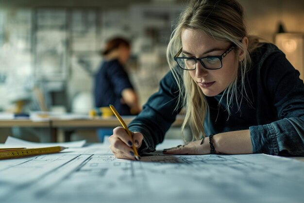 arquitecto trabajando frente a un plano