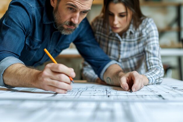 arquitecto trabajando frente a un plano