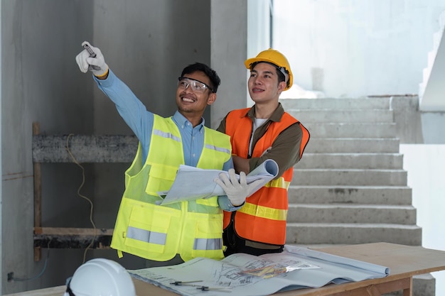 Arquitecto viendo algunos detalles en un proyecto de construcción