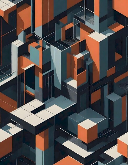 Arquitectura abstracta en estilo geométrico futurista IA generativa