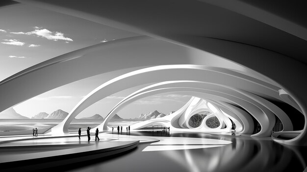 Arquitectura abstracta de fondo blanco papel tapiz geométrico moderno diseño de tecnología futurista