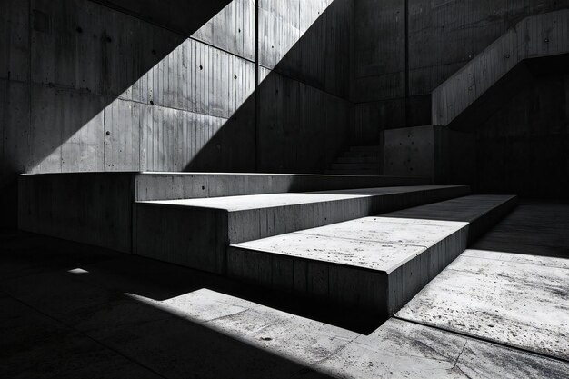 Foto arquitectura abstracta de fondo habitación oscura vacía con escaleras de hormigón