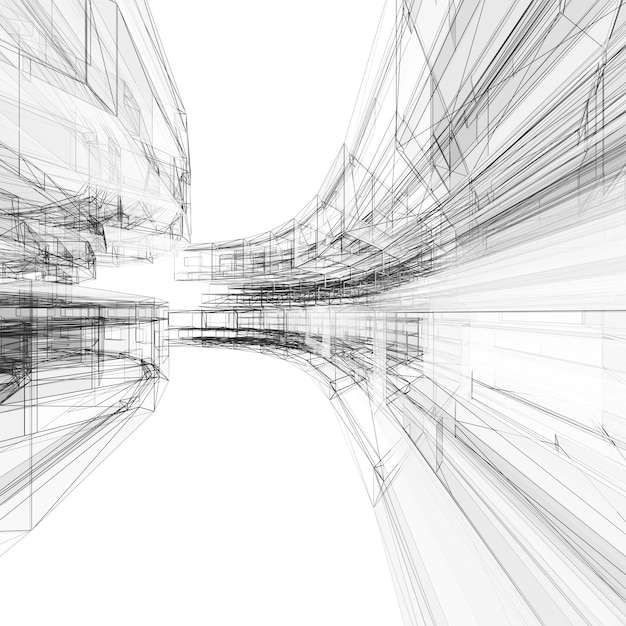 Arquitectura abstracta Vista conceptual de fondo renderización en 3D
