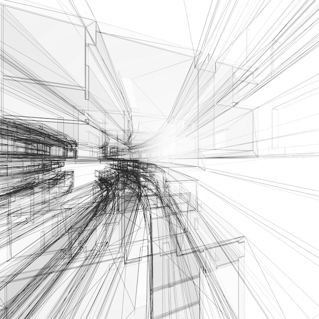 Arquitectura abstracta Vista conceptual de fondo renderización en 3D