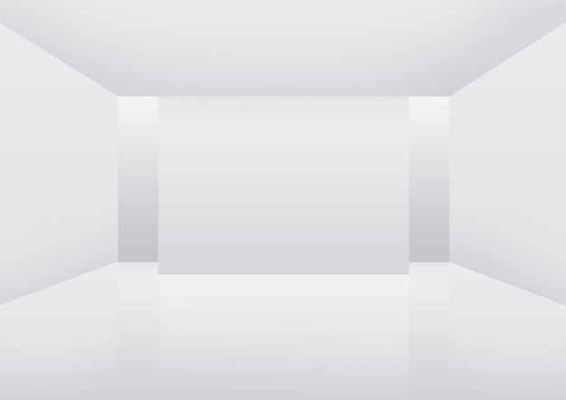 Arquitectura blanca limpia y vacía espacio interior de la habitación estudio fondo de la pared exhibe productos renderización 3D minimalista