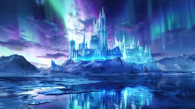 Arquitectura caprichosa bajo la Aurora Boreal