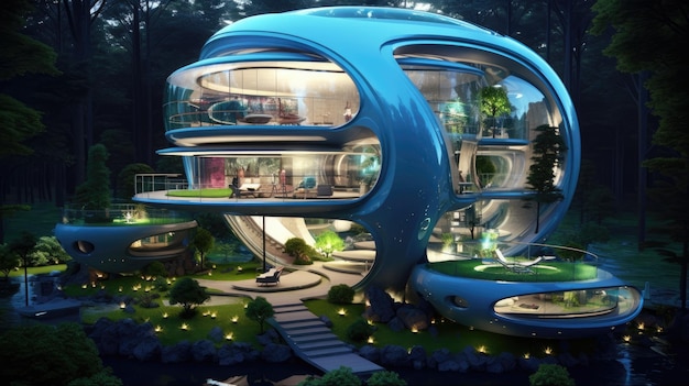 Arquitectura de casas futuristas eficientes energéticamente