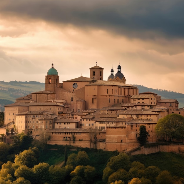 Arquitectura de la ciudad medieval de Urbino, Italia