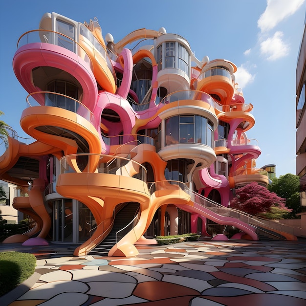 Arquitectura compleja futurista casa de diseño moderno estilo de colores arco iris