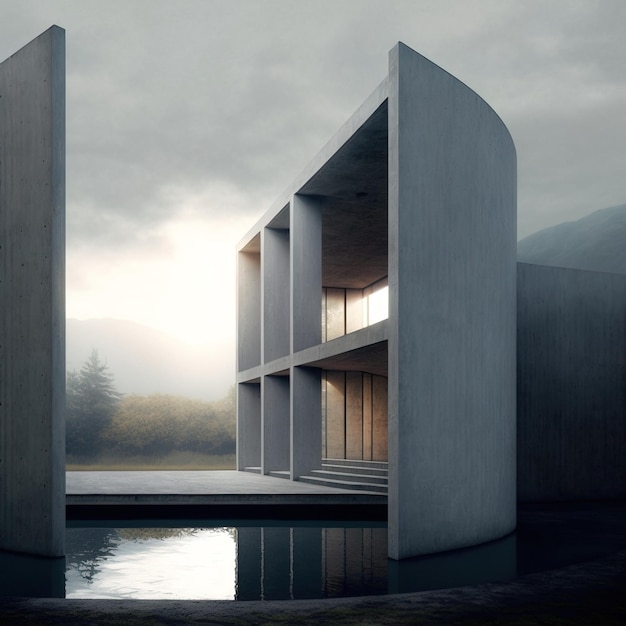 arquitectura diseño mansiones aspecto minimalista concreto y vidrio ai generativo