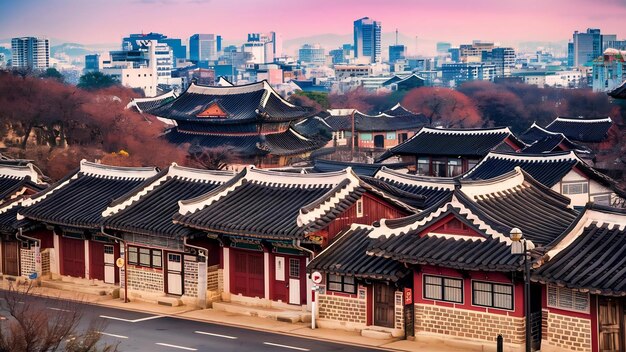 Arquitectura de estilo coreano tradicional en Seúl, Corea