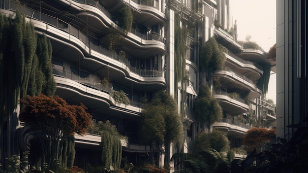 Arquitectura futurista inspirada en un jardín colgante AI generativa AIG20