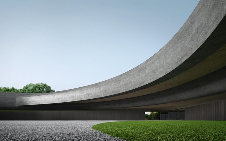 Arquitectura futurista con piedra oscura
