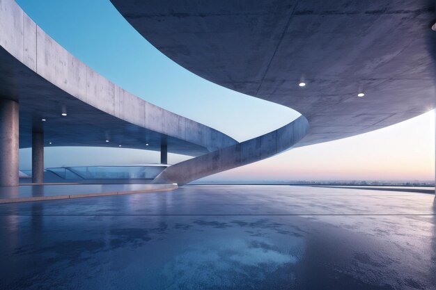 arquitectura futurista con suelo de hormigón vacío escena para la presentación de automóviles