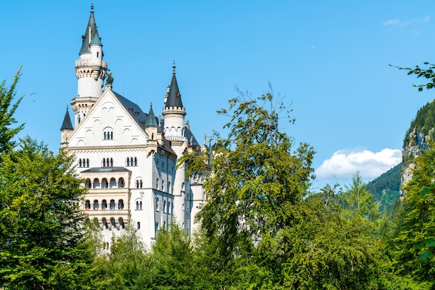 Foto arquitectura hermosa en el castillo de neuschwanstein en las montañas bávaras de alemania.