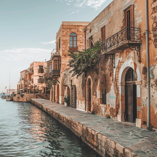 Foto arquitectura histórica en el antiguo puerto veneciano de chania