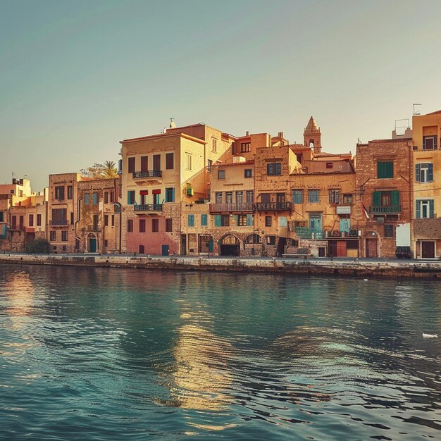 Foto arquitectura histórica en el antiguo puerto veneciano de chania