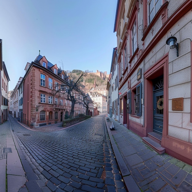 Arquitectura histórica en la calle del casco antiguo de Heidelberg