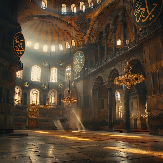 Foto arquitectura histórica del interior de la santa sofía de estambul