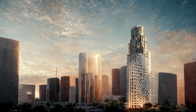 Arquitectura de ilustración realista de la ciudad de los Ángeles