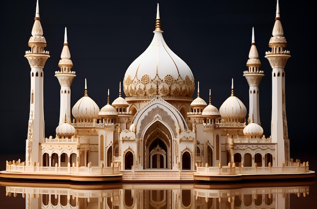 arquitectura islámica blanca sobre un fondo blanco con linternas árabes Ai generativo