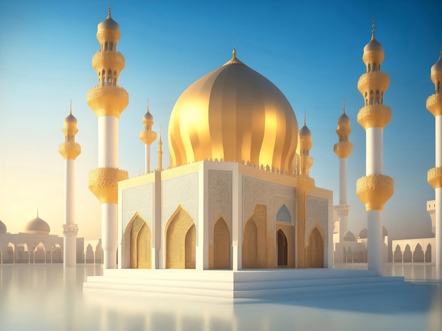 Arquitectura islámica de la mezquita árabe Ilustración de IA generativa