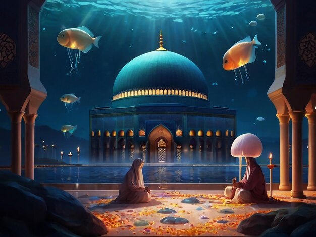 La arquitectura islámica de las mezquitas y la magnífica vista fueron creadas por la IA