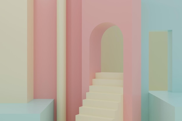 Arquitectura minimalista pastel