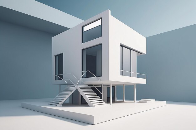 Arquitectura minimalista y surrealista en 3D