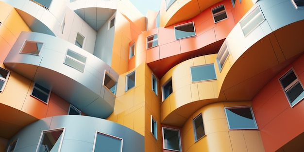 La arquitectura moderna abstracta cautiva con su fusión de forma y función Líneas elegantes formas innovadoras y estética minimalista redefinen lo convencional Diseño audaz y atrevido IA generativa