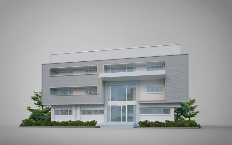 Arquitectura moderna aislada en el fondo