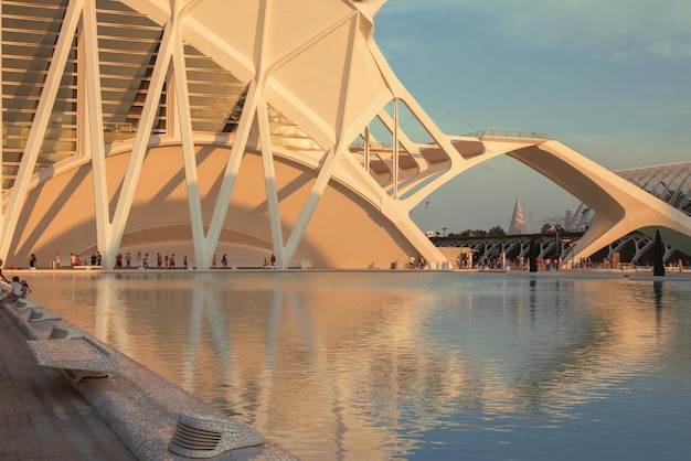 Foto arquitectura moderna en la ciudad de las artes y las ciencias valencia julio 2023