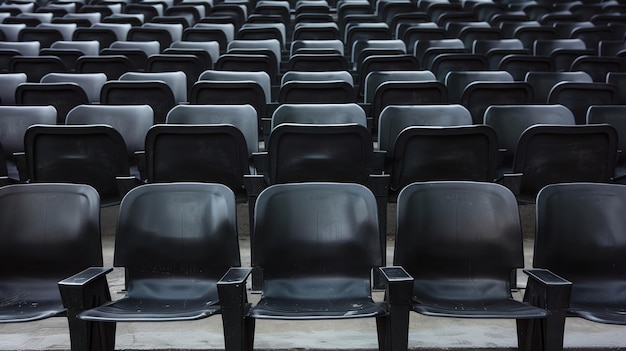 arquitectura moderna del estadio asientos de la tribuna negra vacía en la arena al aire libre