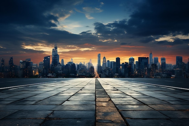 arquitectura de rascacielos de la ciudad crepúsculo torre horizonte noche negocio cielo azul moderno puesta de sol