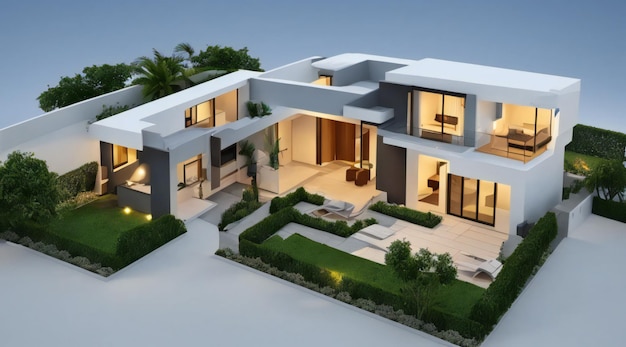 Arquitectura de la representación 3D de edificios residenciales para el concepto de bienes raíces