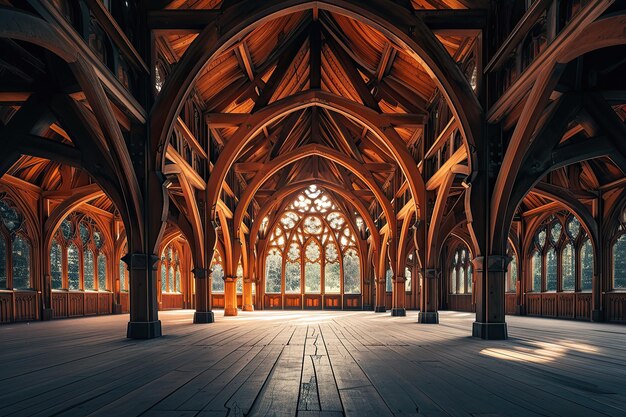 Foto arquitectura de sala y centro de madera