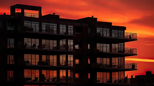 Arquitectura silueta de un edificio de apartamentos