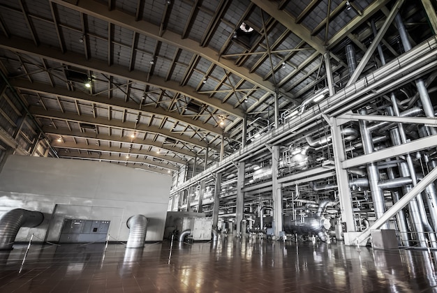 Foto arquitectura del sistema de tuberías de la central eléctrica para aplicaciones industriales.
