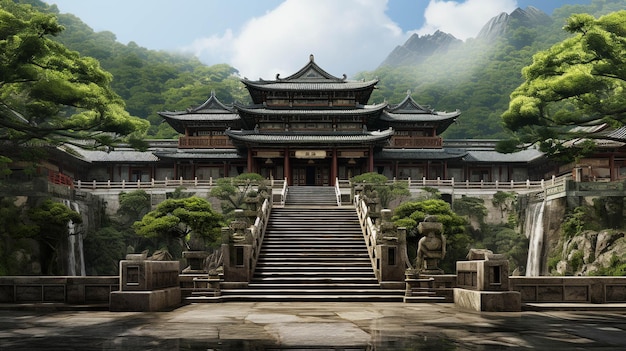 Arquitectura tradicional Hogar oriental Diseño chino Vivienda antigua