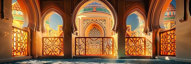 Foto arquitectura tradicional marroquí patrones y colores intrincados adornan un exquisito edificio islámico