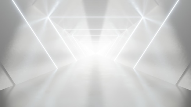 arquitectura de túnel de triángulo futurista blanco abstracto