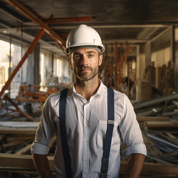 Arquiteto confiante no canteiro de obras