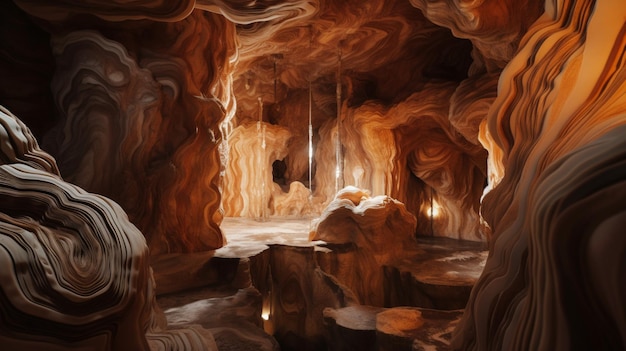 Arquitetura cavernosa brilha imagem de ilustração de caverna no deserto Arte gerada por IA