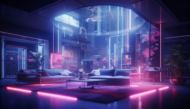 Arquitetura conceitual de design de interiores de hologramas
