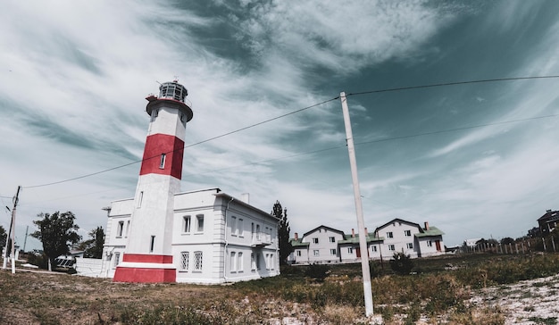 Arquitetura da cidade ucraniana de Zaporizhzhia com o farol