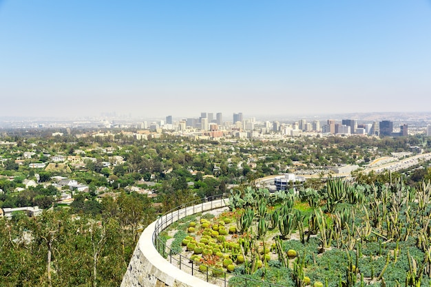 Arquitetura da paisagem urbana de los angeles ao pôr do sol