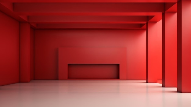 Arquitetura de designer moderno tema vermelho fundo exibição 3D generativa AI