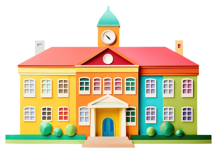 Foto arquitetura de edifícios escolares, casas de confeitaria