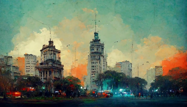 Arquitetura de ilustração realista da cidade de Buenos Aires