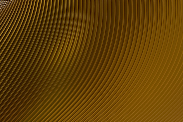 Arquitetura de onda de parede abstrata de ouro fundo abstrato renderização em 3d, fundo dourado para apresentação